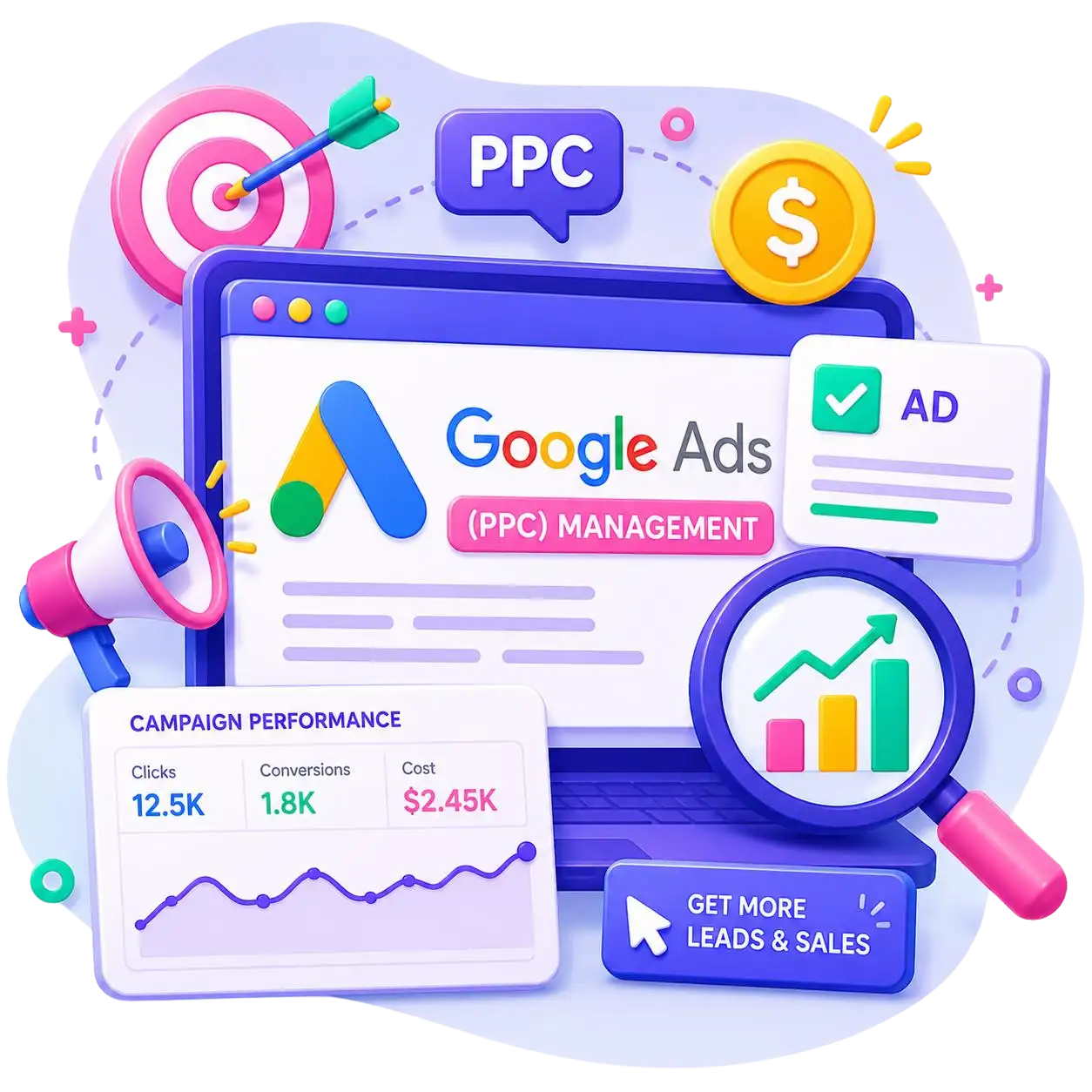 Google Ads (PPC) Management Services in Ghaziabad | Singh Softech Professional Google Ads PPC management services by Singh Softech featuring search ads, display advertising, conversion tracking, lead generation campaigns, and ROI-focused Google advertising solutions.