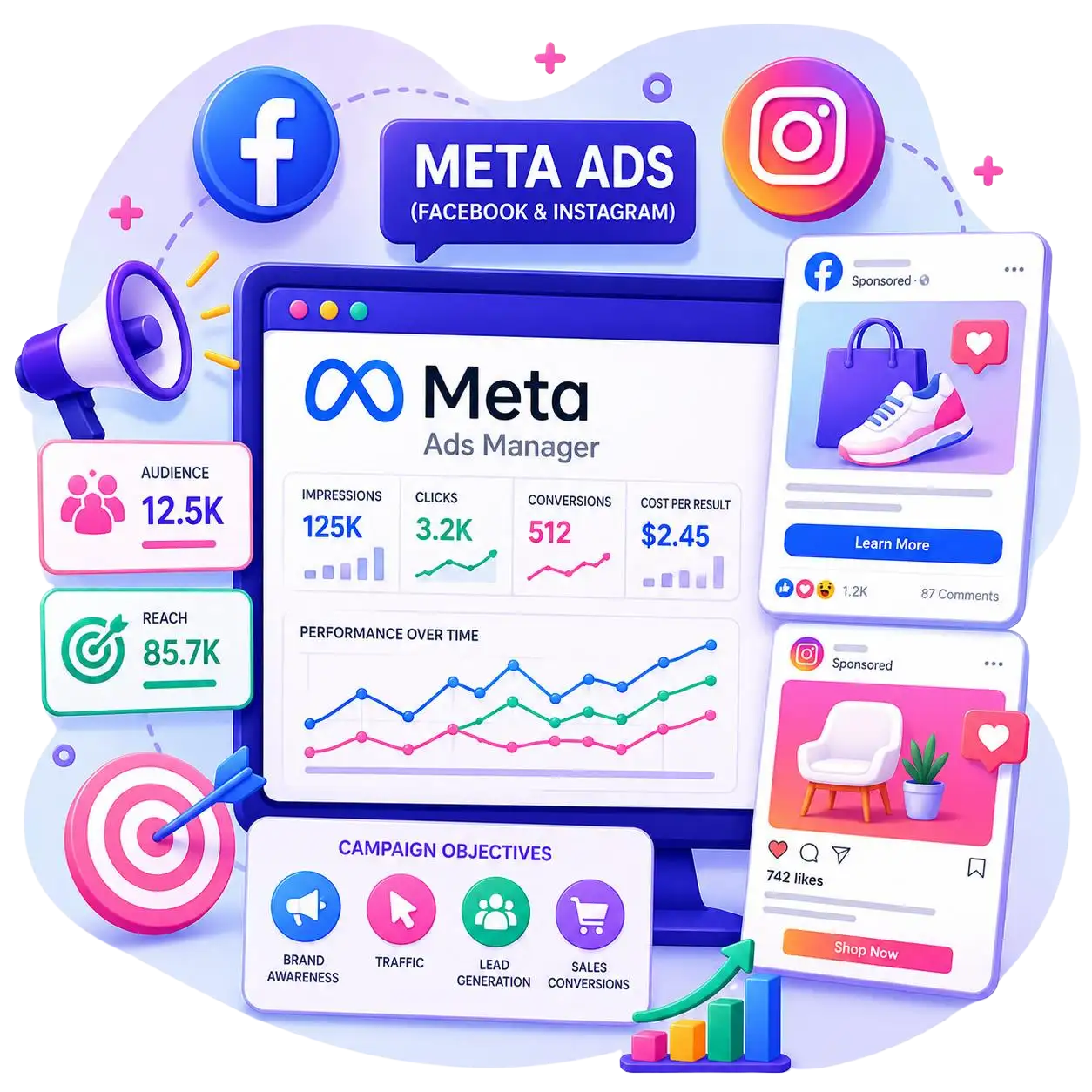 Meta Ads Services | Facebook & Instagram Advertising by Singh Softech Meta Ads services by Singh Softech featuring Facebook Ads, Instagram Advertising, lead generation campaigns, audience targeting, conversion optimization, and business growth solutions.